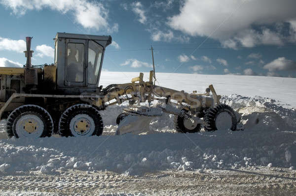 Stockfoto: Sneeuw · weg · sneeuwstorm · werk · vrachtwagen · snelweg