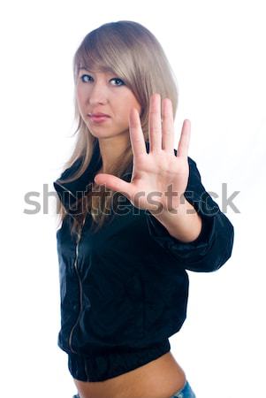 Pretty girl with stop gesture Stock photo © Aikon