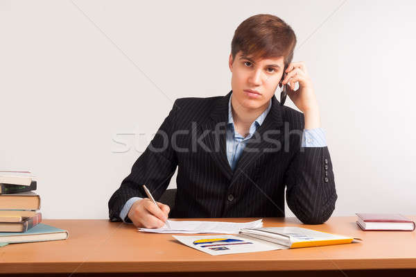 привлекательный человека призыв мобильного телефона молодые бизнесмен Сток-фото © Aikon