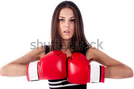 Pretty girl with boxing gloves Stock photo © Aikon