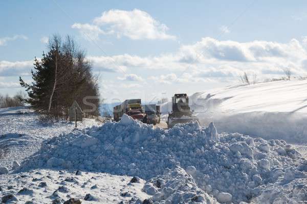 Trabajo nieve carretera ventisca cielo azul Foto stock © Aikon