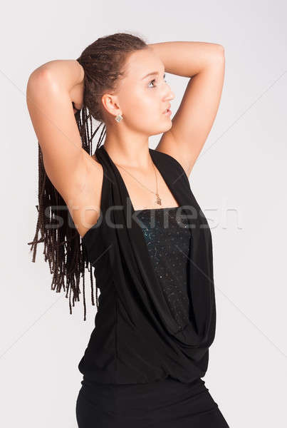 Gyönyörű nő afrikai fonatok elegáns hajviselet nő Stock fotó © Aikon