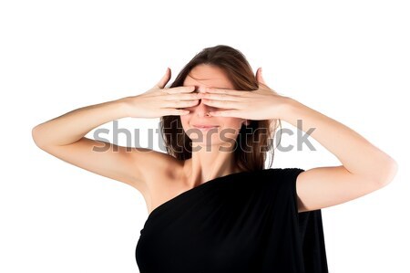 Pretty woman in See No Evil gesture Stock photo © Aikon