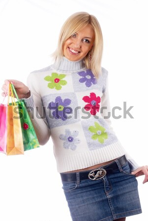 Pretty woman with hand in hair Stock photo © Aikon