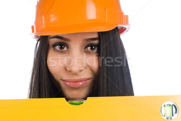 Mädchen Ebene jungen weiblichen Arbeitnehmer Schutz Stock foto © Aikon