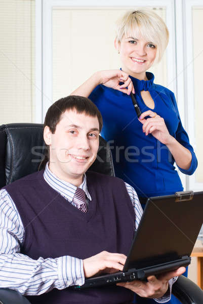 Stock photo: Business team with laptop