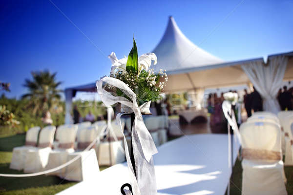 Outdoor ceremonie mooie plaats bloemen blauwe hemel Stockfoto © Ainat