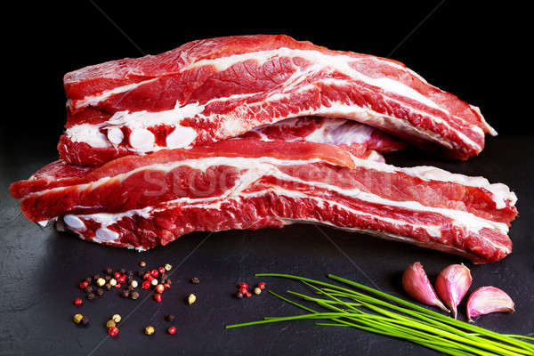 Stock foto: Schweinefleisch · frischen · Speck · gegrillt