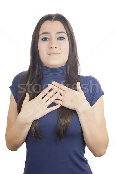 Jeune femme peur fille isolé [[stock_photo]] © Aitormmfoto