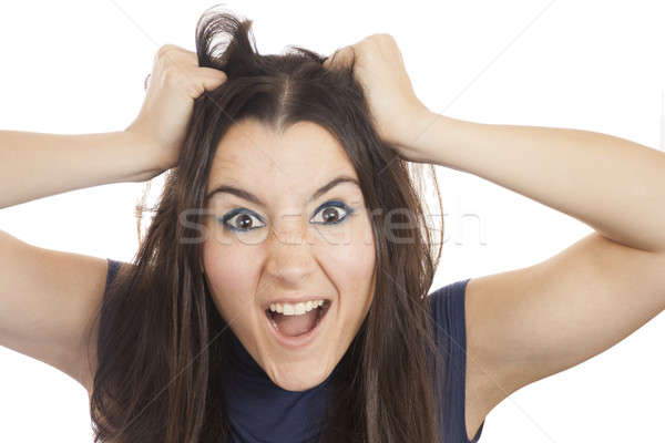 Young Woman Tearing Her Hair Out Stock photo © Aitormmfoto