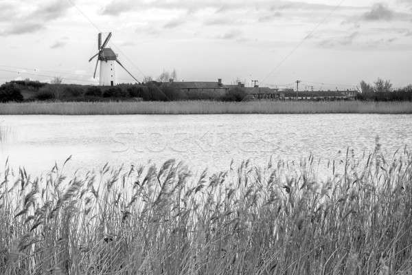 Landelijke scène traditioneel oude windmolen hemel water Stockfoto © Aitormmfoto