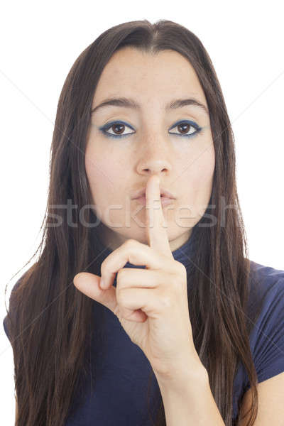 Silenzio primo piano donna isolato bianco moda Foto d'archivio © Aitormmfoto