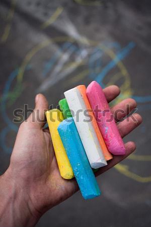 Stock foto: Kid · Kreide · weinen · Straße · Spielplatz