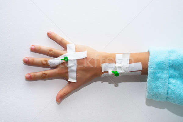 Infusão agulha mão intravenoso sangue Foto stock © ajfilgud