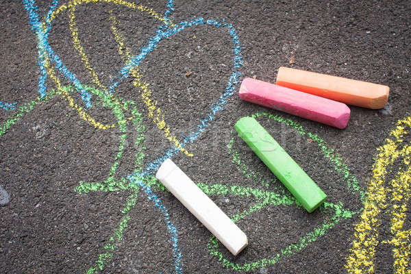 Stock photo: Chalk on playground