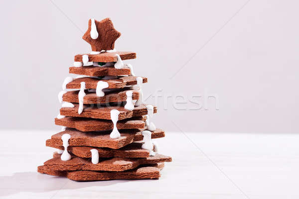 Karácsonyfa torta űrlap ünnep krém édes Stock fotó © ajfilgud