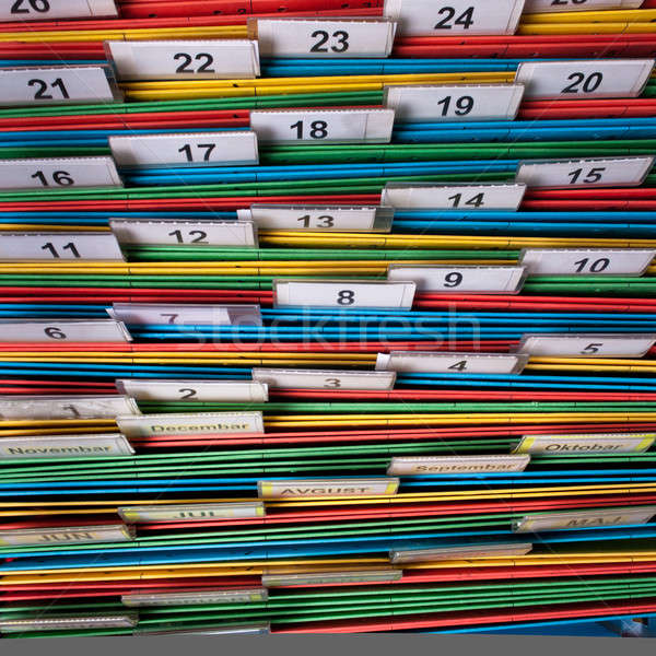 Stock fotó: Iratok · mappák · archívum · színek · számok · iroda