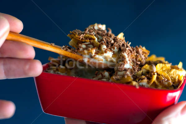 Corn flakes with chocolate Stock photo © ajfilgud
