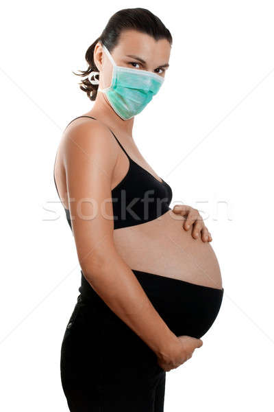 Embarazadas mujeres gripe máscara importante Foto stock © ajfilgud