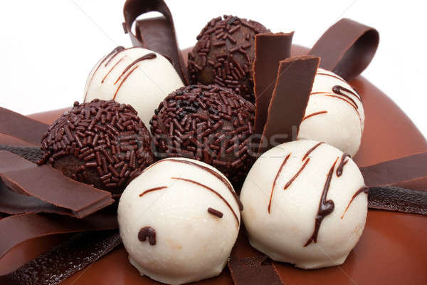 Csokoládés sütemény dekoráció felső szakács ünneplés tárgy Stock fotó © ajfilgud