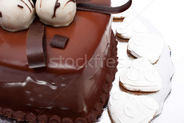 Csokoládés sütemény dekoráció felső szakács ünneplés tárgy Stock fotó © ajfilgud