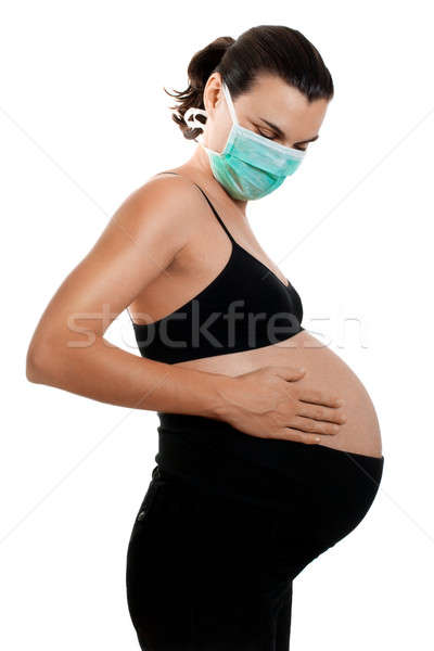 Schwanger Frauen Grippe Maske wichtig Stock foto © ajfilgud