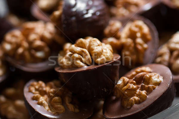 Stock photo: Walnut in chocolate 