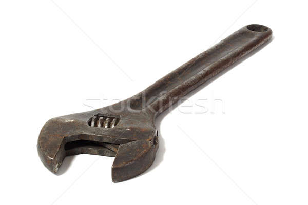 Klucz nastawny odizolowany biały przemysłu narzędzia przemysłowych Zdjęcia stock © ajt