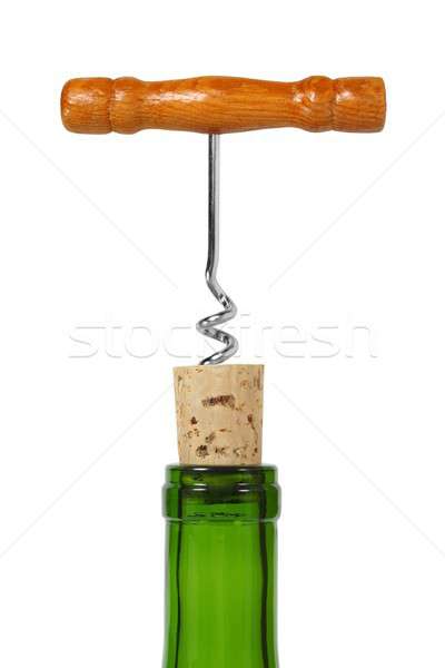 Butelkę wina korkociąg butelki wina odizolowany biały Zdjęcia stock © ajt