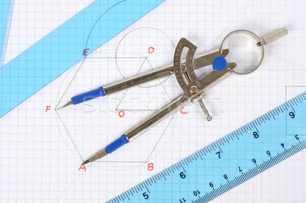 Zeichnung Set Geometrie Werkzeuge math Stock foto © ajt
