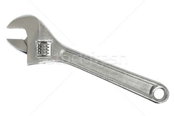 Verstellbarer Schraubenschlüssel weiß isoliert Stahl Tool Reparatur Stock foto © ajt