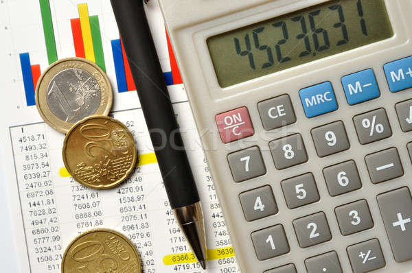 Macro calculator numere euro monede finanţa Imagine de stoc © ajt