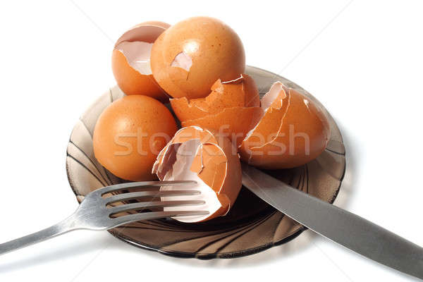 Plato huevo conchas vacío saludable calcio Foto stock © ajt