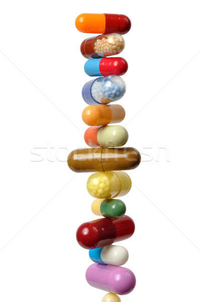 Kapszulák boglya izolált fehér tabletták drogok Stock fotó © ajt