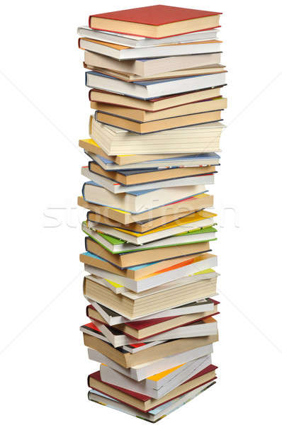 Könyvek magas boglya izolált fehér könyv Stock fotó © ajt