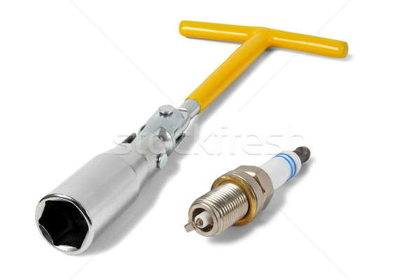 Spark plug and wrench Stock photo © ajt