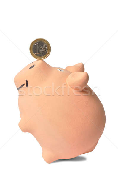 Spaarvarken balancing zoals zegel euro munt Stockfoto © ajt