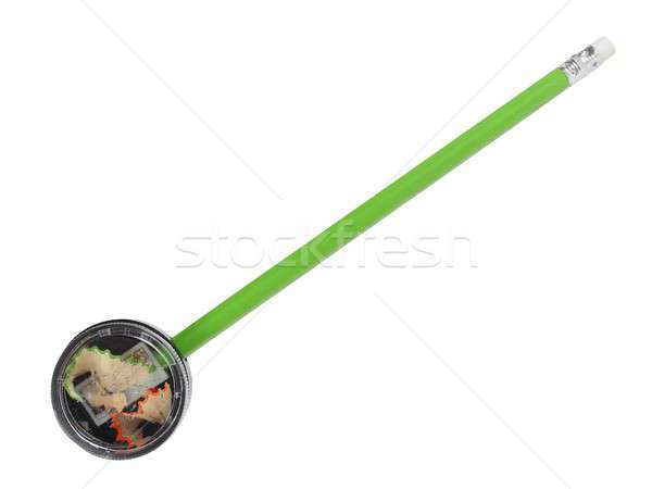 Lápiz sacapuntas blanco verde aislado herramientas Foto stock © ajt