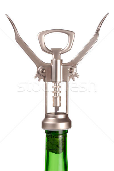 Korkenzieher Makro Flasche isoliert weiß Tool Stock foto © ajt