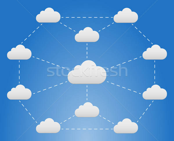 Retea nor Blue Sky afaceri hartă mobil nor Imagine de stoc © akaprinay