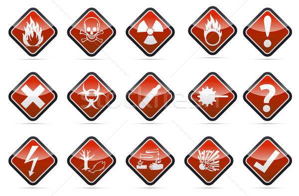 Danger round corner warning sign set Stock photo © akaprinay