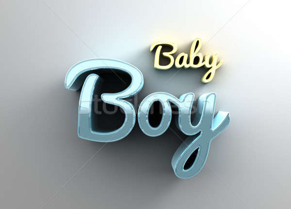 Stock photo: Baby boy - gold and blue 3D quality render on the background wit