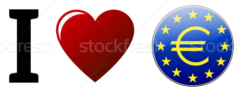 любви евро красный сердце синий кнопки Сток-фото © akaprinay