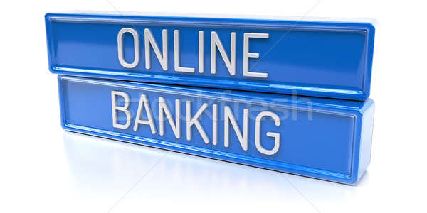 онлайн банковской изолированный 3d визуализации синий Баннеры Сток-фото © akaprinay