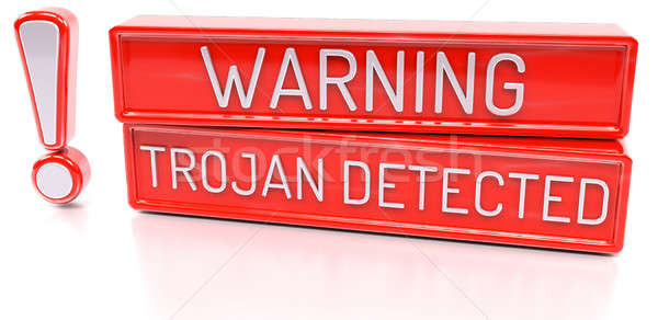Warning Trojan Detected - 3d banner, isolated on white backgroun Stock photo © akaprinay
