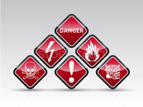 Danger round corner warning sign set Stock photo © akaprinay