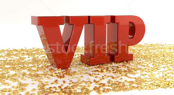VIP - Red text on gold stars - High quality 3D Render Stock photo © akaprinay