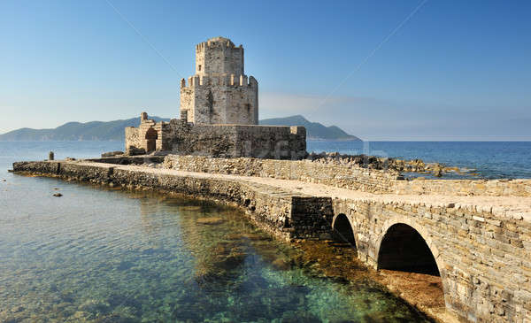 The watchtower of the medieval castle of Methoni, southern Greec Stock photo © akarelias