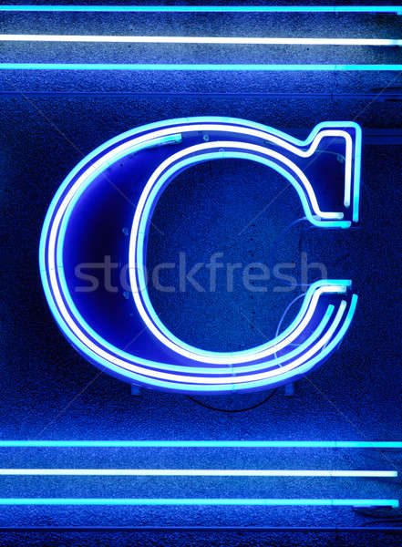 Letter c neon lichten textuur achtergrond nacht Stockfoto © akarelias