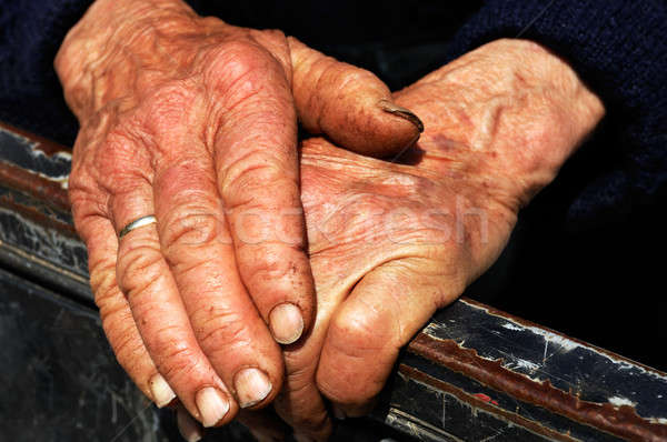 Hard work hands of an old lady Stock photo © akarelias